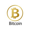 Bitcoin golden cryptocurrency icon. Vector illustration eps 10