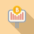 Bitcoin graph billboard icon flat vector. Pay finance