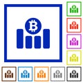 Bitcoin graph flat framed icons