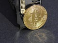 Bitcoin on graphics processing unit or GPU Royalty Free Stock Photo