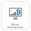 Bitcoin growing chart icon.