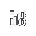 Bitcoin growing graph chart outline icon