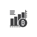 Bitcoin growing graph chart vector icon