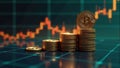 Bitcoin Growth Stack, Chart Background Royalty Free Stock Photo