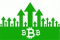 Bitcoin growth upward green arrow concept