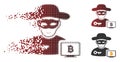 Broken Pixel Halftone Bitcoin Hacker Icon
