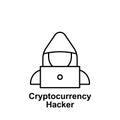 Bitcoin hacker outline icon. Element of bitcoin illustration icons. Signs and symbols can be used for web, logo, mobile app, UI,