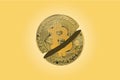 Bitcoin halving concept, block reward in half Royalty Free Stock Photo