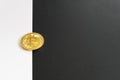 Bitcoin halving concept in cryptocurrency. Coin in black and white background. Royalty Free Stock Photo