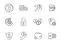 bitcoin hand drawn linear vector icons