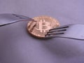 Bitcoin hard-soft fork Royalty Free Stock Photo