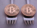 Bitcoin hard-soft fork Royalty Free Stock Photo