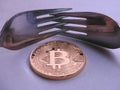 Bitcoin hard-soft fork Royalty Free Stock Photo