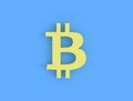 Bitcoin icon on a blue background. Cryptocurrency money sign. Digital money of the future. 3D rendering Royalty Free Stock Photo