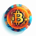 Colorful Geometric Bitcoin Icon Vector Illustration