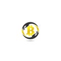 Bitcoin icon with handcare