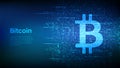 Bitcoin icon made with binary code. Blockchain technology. Bitcoin digital cryptocurrency sign. Abstract e-commerce and