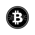 Bitcoin Icon With Micro Scheme. Vector Ilustration.