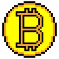 Bitcoin icon pixel art. Cryptocurrency