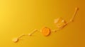 Bitcoin icon with rising graph on yellow background Royalty Free Stock Photo