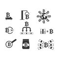 bitcoin icon set. Cryptocurrency Extraction and exchange set icon. Mining . Racks of GPU symbol. Vector illustration Royalty Free Stock Photo