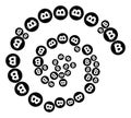 Bitcoin Icon Spiral Motion Mosaic