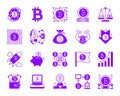 Bitcoin color silhouette icons vector set Royalty Free Stock Photo