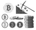 Bitcoin icons, set of vector illustrations