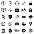 Bitcoin icons on white background