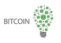 Bitcoin illustration with light bulb and text