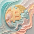 Abstract bitcoin Illustration in pastel colors on dynamic background. Generaive AI