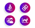 Bitcoin, Income money and Presentation board icons set. Stock analysis sign. Vector