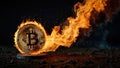 The Bitcoin Inferno: A Digital Currency Engulfed in Flames Royalty Free Stock Photo