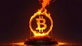 The Bitcoin Inferno: A Digital Currency Engulfed in Flames Royalty Free Stock Photo