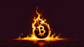 The Bitcoin Inferno: A Digital Currency Engulfed in Flames Royalty Free Stock Photo