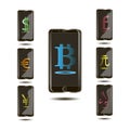 Bitcoin Internet currency, monetary units in the phone in the 3d design