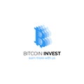 Bitcoin investment company logo design. Modern flat financial symbol on cryptocurrence theme