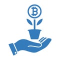 Bitcoin investment, profit blue icon