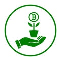 Bitcoin investment, profit icon / green color