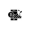 Bitcoin investment project black icon concept. Bitcoin investment project flat vector symbol, sign, illustration. Royalty Free Stock Photo