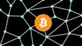 Bitcoin Isolated Black Background Network Concept Royalty Free Stock Photo