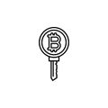 bitcoin, key icon. Element of crypto currency icon. Thin line icon for website design and development, app development on white Royalty Free Stock Photo