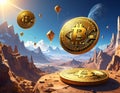 Bitcoin Leading Altcoins 3D Flying Cryptocurrency Concept generative ai Royalty Free Stock Photo
