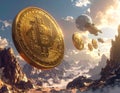Bitcoin Leading Altcoins 3D Flying Cryptocurrency Concept generative ai Royalty Free Stock Photo