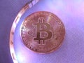 Bitcoin and led light background Royalty Free Stock Photo