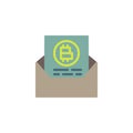 Bitcoin letter with envelope flat icon