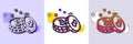 Bitcoin line icon. Cryptocurrency coin sign. Halftone dotted pattern. Vector