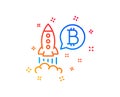 Bitcoin line icon. Cryptocurrency startup sign. Vector