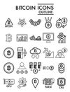 Bitcoin line icon set, cryptocurrency symbols collection, vector sketches, logo illustrations, crypto signs linear Royalty Free Stock Photo