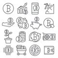 Bitcoin line icons set on white background